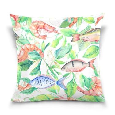 Imagem de Burbuja Capas de almofada 45,7 x 45,7 cm, capa decorativa de veludo macio com plantas de peixe para sofá, sala de estar, quarto