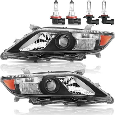 Imagem de Vizotae Conjunto de faróis para Toyota Camry SE LE XLE Base Sedan 2010 2011, farol alto/baixo com lâmpadas, lado do motorista e do passageiro (serve apenas na versão dos EUA, não serve para modelos