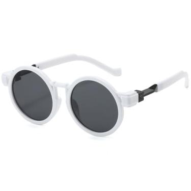 Imagem de Óculos de Sol Redondos Estilo Punk Feminino UV400 Masculino com Lentes Gradientes Transparentes para Esportes ao Ar Livre, Corrida e Ciclismo, Branco e Cinza