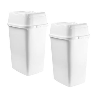 Imagem de Superio Caixote de lixo pequeno com tampa, lata de lixo de plástico de 14 litros, lixeira fina para embaixo da pia/armário, lavanderia, cozinha, escritório, quarto, banheiro, dormitório universitário,