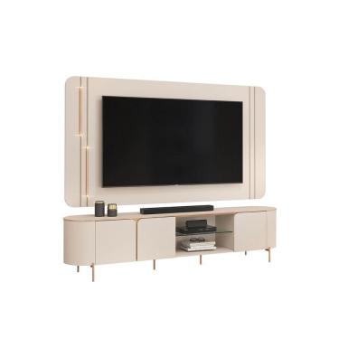 Imagem de Home Estante Ariana 3 Portas E Cantos Arredondados Off White