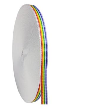 Imagem de Rolos de fita de cetim de 25 metros para artesanato, fita de tecido de poliéster listrado de 6,5 cm para embrulho de presente, buquê de flores e casamento (arco-íris)