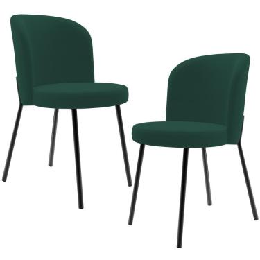 Imagem de Kit 2 Cadeiras Sala De Jantar Estofada Gavi L02 Suede Verde Musgo - Lyam Decor