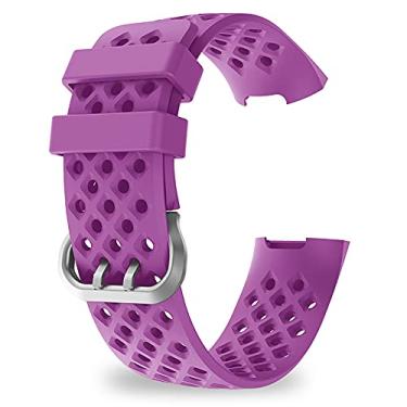Imagem de ZEZEFUFU Pulseira de silicone de 23 mm/0,9 polegadas, pulseira de relógio, acessórios de substituição para Fitbit (Charge 3 4), Sem Pedra Preciosa