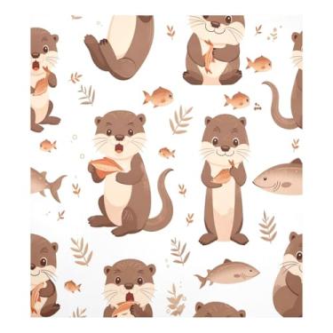 Imagem de Linda lontra branca para máquina de lavar louça, capa magnética reutilizável, ímã de geladeira, adesivos, capa magnética para porta 58 x 66 cm