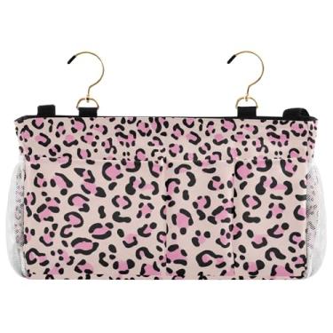 Imagem de TSENQUE Papel de parede com textura de leopardo, beliche, suporte lateral para cama, organizador fofo, bolso de cama, suporte de telefone de cabeceira