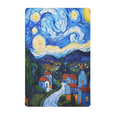 Imagem de Lençol de berço para meninos Starry Night 132 x 71 cm, macio, respirável, lençol com elástico para berço infantil