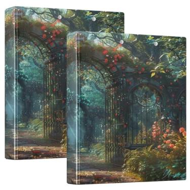 Imagem de Fichário de relatório Fantasy Garden com pasta de prancheta de armazenamento, pasta de 3 furos