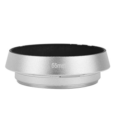 Imagem de Para-sol universal de liga de alumínio portátil oco para lente de câmera prateada com para-sol chanfrado e otimização para sombra de lente. Compacto e leve, este para-sol para lente de câmera é desi