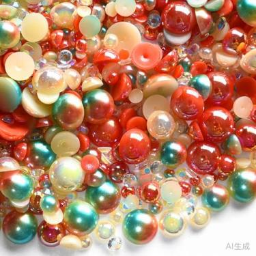 Imagem de 500 peças ABS pérolas semi-redondas e resina flatback strass tamanhos variados kit sortido para fazer joias DIY, arte de unhas, decoração de artesanato (cor 57)