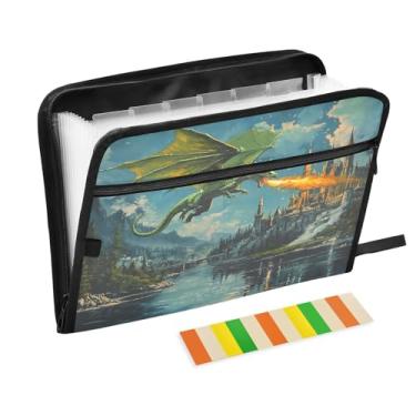Imagem de Pasta de documentos Fantasy Dragon Castle com 13 bolsos e organizador de arquivos frontal