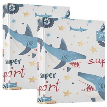 Imagem de Um dos tubarões de desenho animado dirigindo caminhões monstro com fichário universitário com bolsos, fichário de prancheta, material escolar