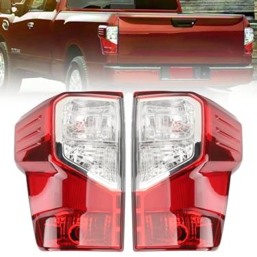 Imagem de Par de luzes traseiras com lâmpadas compatíveis com Nissan Titan/Titan XD 2016-2023, lanterna traseira de freio (esquerda e direita)