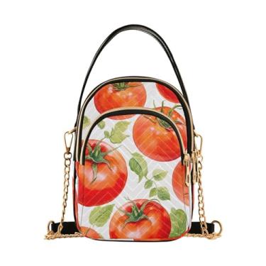 Imagem de Bolsa de ombro transversal preta com linhas bananas em uma bolsa de ombro, bolsas transversais casuais para mulheres, Tomates em aquarela pintados à mão - 2, One Size