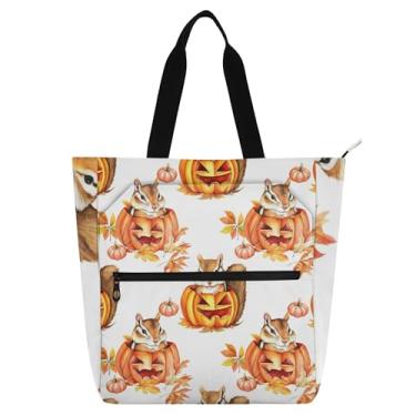 Imagem de GAIGEO Lindas bolsas de trabalho de abóboras para mulheres, bolsa escolar de lona, bolsa para professores com compartimentos