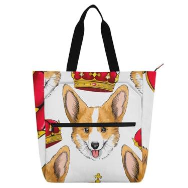 Imagem de GAIGEO Bolsa feminina com coroa real dourada vermelha para trabalho, bolsa escolar, bolsa para professores, amantes de livros