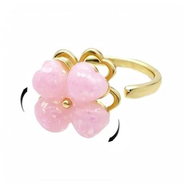 Imagem de Dtja Anel giratório de folha de trevo para mulheres, dourado, ajustável, em formato de coração, trevo, flor, envoltório aberto, anéis de ansiedade, ajuste confortável, dia de São Patrício, joia de