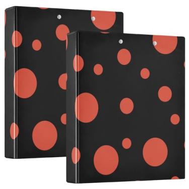 Imagem de Fichários de receitas pretas de bolinhas vermelhas, fichário grande com 3 anéis, 1 pacote com 3 fichários de plástico