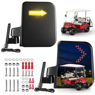 Imagem de Espelho universal para carrinho de golfe, espelhos laterais para carrinho de golfe com luz de seta de LED, espelhos retrovisores para carros de clube, Ezgo, Yamaha, espelhos laterais, carrinho de golfe