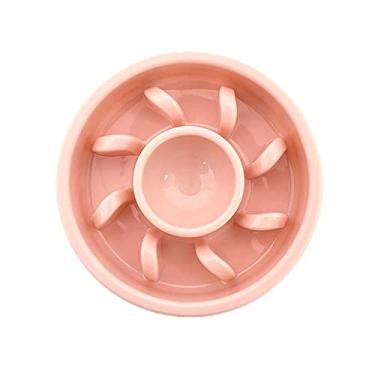 Imagem de Tigela de alimentador lento para cães tigela de cachorro para diminuir a velocidade de comer grande tigela de cachorro alimentador lento tigela para animais de estimação tigela média para filhotes tigela úmida tigela antiderrapante rosa