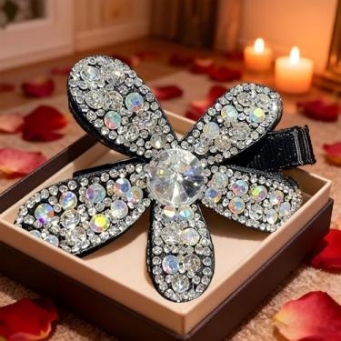 Imagem de Grampo de cabelo com strass | Acessórios de presilhas florais 3D de strass | Grampo de cabelo com flores brilhantes | para mulheres, meninas, casamento, reunião, formal, feriado, dia a dia