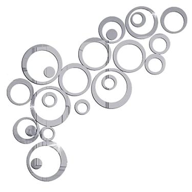 Imagem de 24 peças de espelhos de parede decorativos de acrílico redondos 3D, adesivos autoadesivos de espelho de parede, decalques de decoração de casa DIY