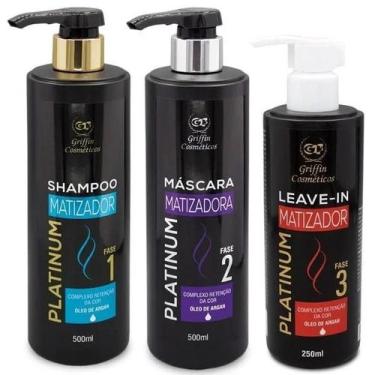 Imagem de Kit Matizador Cabelos Loiros e Grisalhos - Griffin 3 pçs