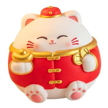 Imagem de WeiLaiKeQi Cofrinho em forma de gato da sorte, estatueta decorativa para mesa, lareira, quarto, prateleira, escrivaninha, decoração de casa, Lingote Grande