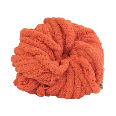 Imagem de predolo Fio de chenille grosso para tricô com os braços, ideal para cama de animais de estimação ou manta feita à mão, Laranja Vermelho