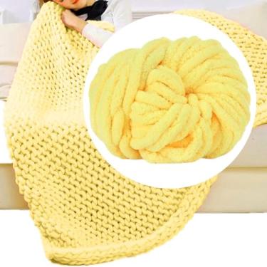Imagem de UGPLM Fio grosso de 2 cm para tricô com os braços, ideal para almofadas, macramê, camas para animais de estimação e artesanato em geral, Amarelo