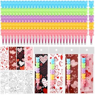 Imagem de MotiMind 28 Sets Valentines Crayons Party Favors Gifts Bear Stackable Crayons with Coloring Cards Kids Valentines Goodie Bag Stuffers for Classroom School Reward Gifts Exchange Non Candy Treats