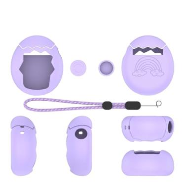 Imagem de Capa de silicone para Tamagotchi Paradise, capa protetora com capa de botão e quintal, capa protetora para máquina de jogos (roxa)
