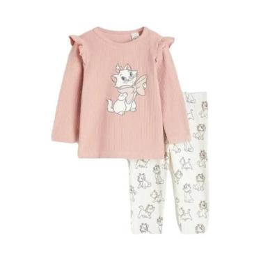 Imagem de Conjunto De Camiseta E Leggings Rosa De Manga Longa Para Meninas Bebês