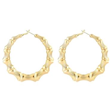 Imagem de Brincos de bambu de 80 mm para mulheres, brincos grossos dos anos 90, brincos de bambu, roupas grandes para mulheres, joias de hip hop, acessórios personalizados de festa, 8cm, Metal, Sem pedra