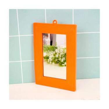 Imagem de Espelho Retangular Moldura Plástica Laranja de Banheiro N20