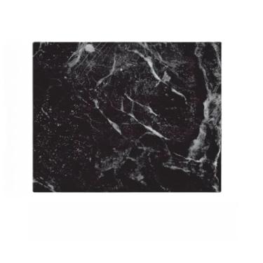 Imagem de Tábua de Corte em Vidro Temperado com Estampas Variadas 29cm e 40cm para Carne, Frios, Frutas e Churrasco (Mármore preto e dourado,40cm)