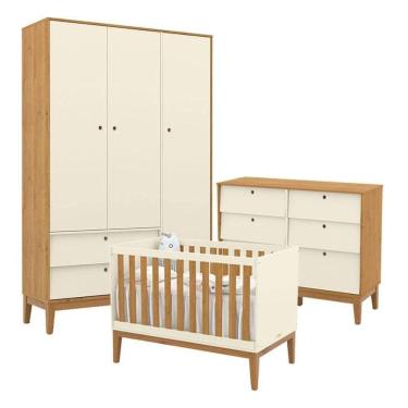Imagem de Quarto De Bebe Unique 4 Portas Com Cômoda 6 Gavetas Off White Freijó Eco Wood - Matic
