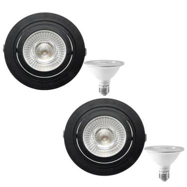 Imagem de 2 Spot Embutir Face Plana PAR30 + Lâmpada LED 10W 3000k E27 - SAVE ENE