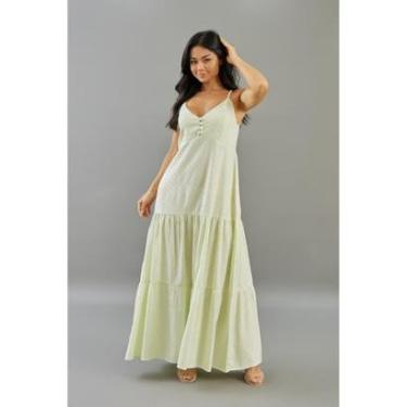 Imagem de Vestido Longo com Estampa Poá Feminino Listrado com Alças Dialogo-Feminino