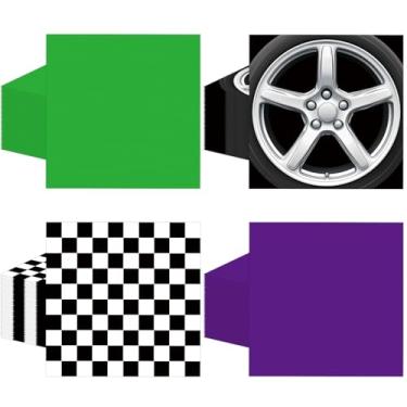 Imagem de Epakh 100 Pcs Monster Truck themed Party Paper Napkins Green Purple Racing Car Disposable Tissue Black and White Checked Themed Dinner Napkins for Racing Car Birthday Decorations