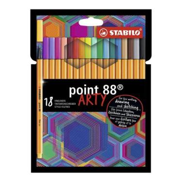 Imagem de Caneta Ponta Fina Stabilo Point 88 ARTY com 18 Cores 0,4mm Corpo Sexta