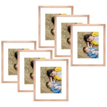 Imagem de Golden State Art, Porta-retrato de 40,6 x 50,8 cm, pacote com 6, fosco, 28 x 35,5 cm, com acrílico, conjunto de molduras para galeria - Montagem na parede (ouro rosa, pacote com 6)