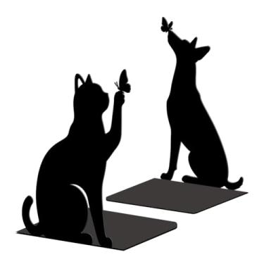 Imagem de Peacoblue Suportes de livros de metal para prateleiras, tampas de livros de estudo resistentes decorativas modernas para escritório, mesa, prateleira, sala 13,5 x 11 x 20 cm de ferro fundido simples