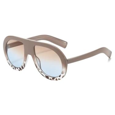 Imagem de VFDHN Óculos de Sol Vintage Ovais Femininos Estilo Punk Moda Luxo Leopardo Redondo UV400 (5701-C7)