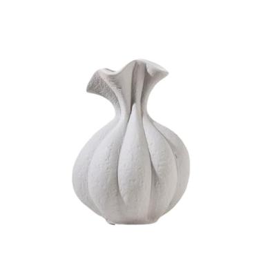 Imagem de KEG801302 Vasos para flores pequenos com renda, vaso de cerâmica vintage, arranjo de flores brancas puras, ornamentos irregulares, vaso decorativo para casa