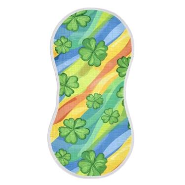 Imagem de xigua Conjunto de 4 panos de musselina para bebês com folhas de trevo, super macios e absorventes, roupas de arroto de algodão, presente de chá para recém-nascidos, bebês meninas e meninos