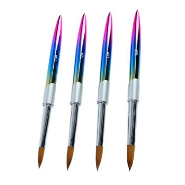Imagem de Conjunto de pincéis para arte em unhas Ainoli, 4 peças, tubo de alumínio, cabo ergonômico, firme, flexível, macio, extensão de unhas, gel