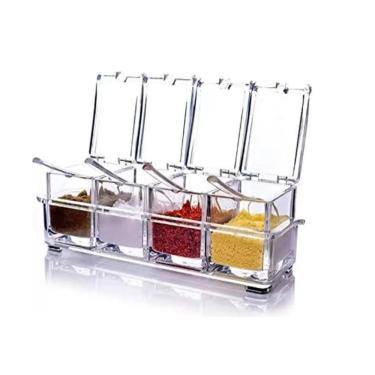Imagem de Porta Condimento Tempero Acrilico 4 Potes