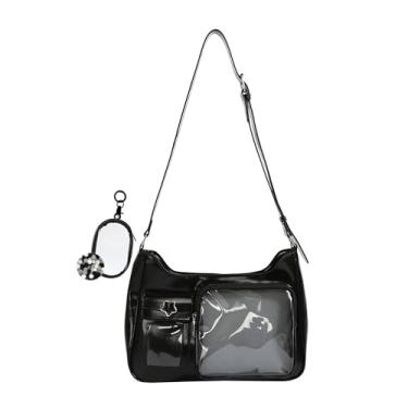 Imagem de Queen sea shark Bolsa tiracolo feminina Ita Bag, display Kawaii, inclui mini bolsa transparente para exibição de boneca, Preto, Casual Sweet Cute Fashion
