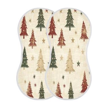 Imagem de STAYTOP 2 peças de panos de arroto para bebês com padrão de árvore de Natal - panos para arrotar para bebês meninos meninas e toalha de recém-nascido, panos grandes absorventes para arrotar